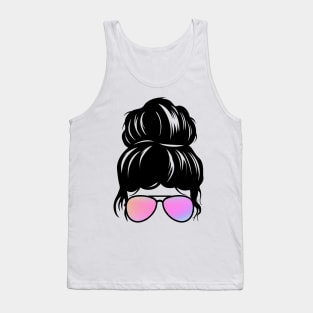 Messy Bun Gradient Glasses Tank Top